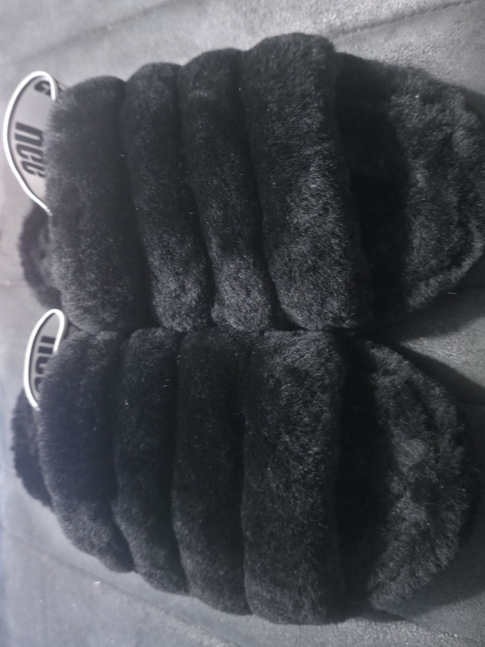 UGG Black Fluff Yeah Slide with Branded Heel Strap Size 10 - Picture 3 of 11